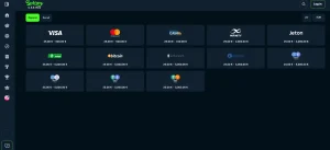 Spinny Casino deposit-method selector in the live cashier
