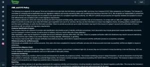 Spinny Casino identity verification screen on the official website
