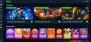 Spinny Casino promotions area on the live site