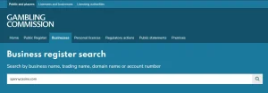 UK Gambling Commission public register context used to check Spinny licensing